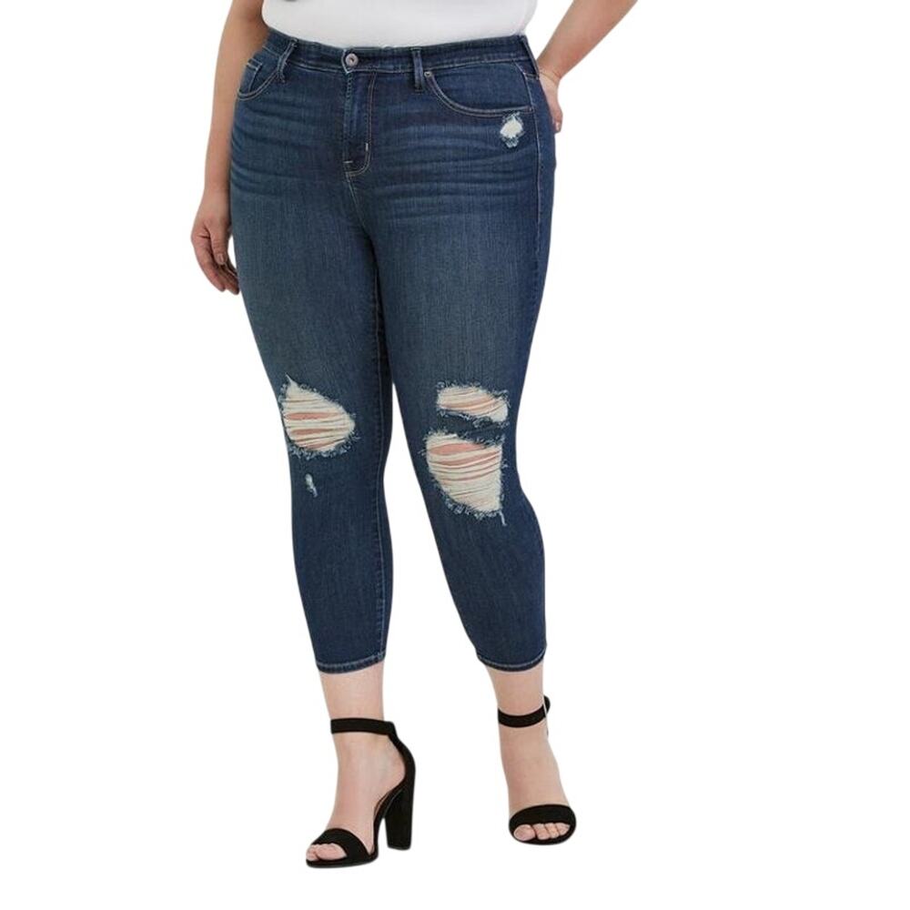 NWT Torrid Premium Stretch Sky High Skinny Crop Jeans Sz 28 High Waist High Rise